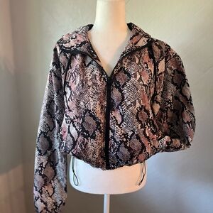 New Look Pink and Black Snake Print Bomber Jacket